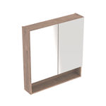 Armario con espejo Geberit Selnova Square con dos puertas y dos baldas de cristal: 58.8x85x17.5cm, Nogal hickory / Melamina estructura madera
